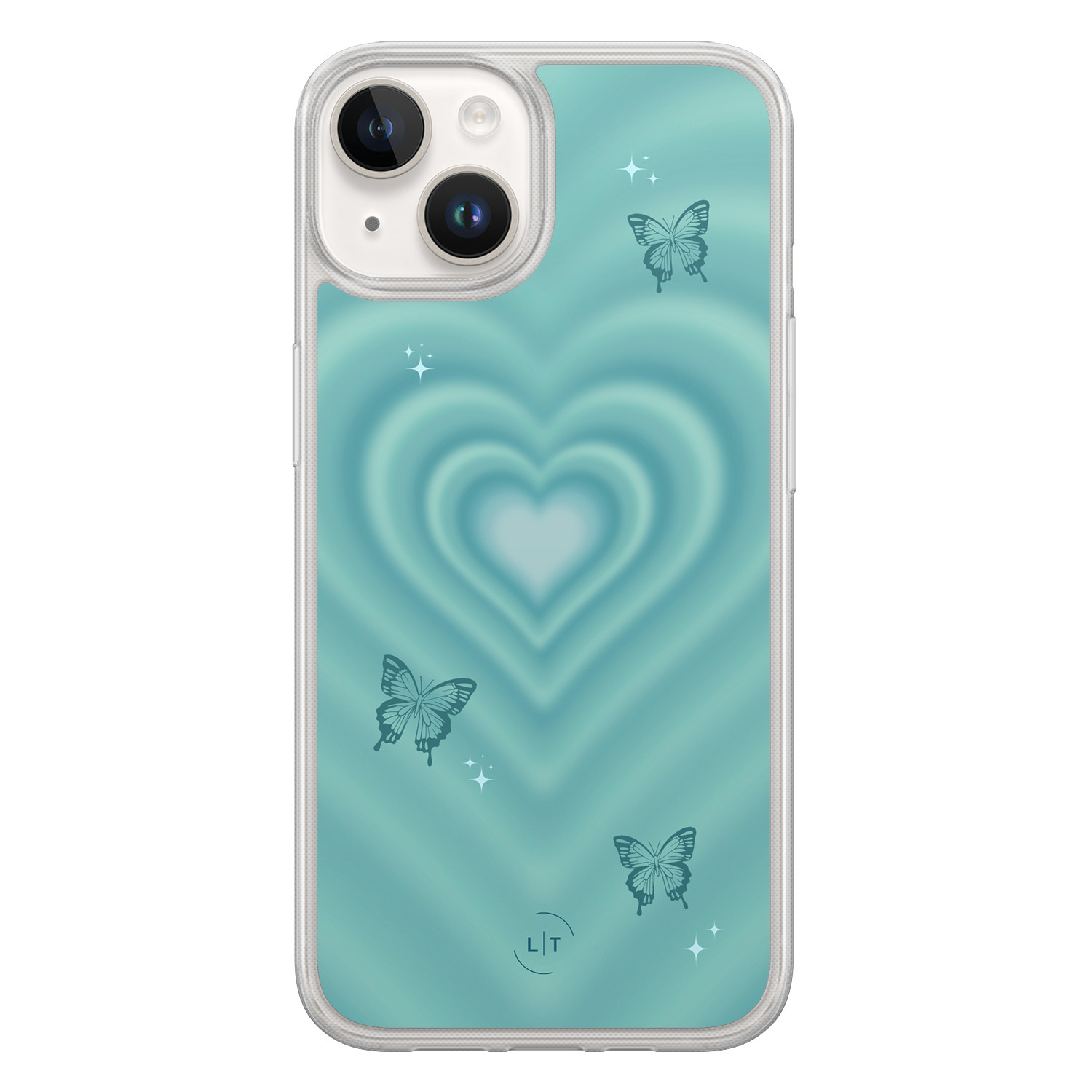 Leuke Telefoonhoesjes iPhone 14 hybride hoesje - Retro hart vlinder