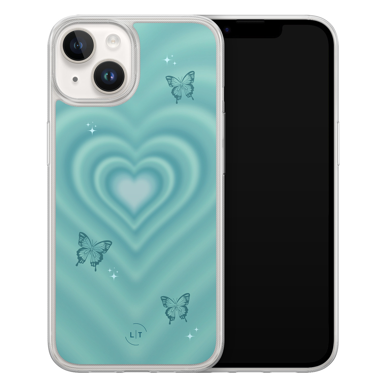 Leuke Telefoonhoesjes iPhone 14 hybride hoesje - Retro hart vlinder