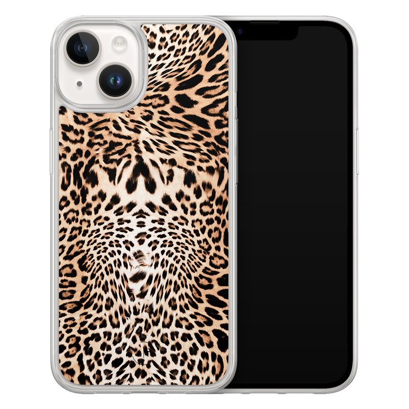 Leuke Telefoonhoesjes iPhone 14 hybride hoesje - Luipaardprint