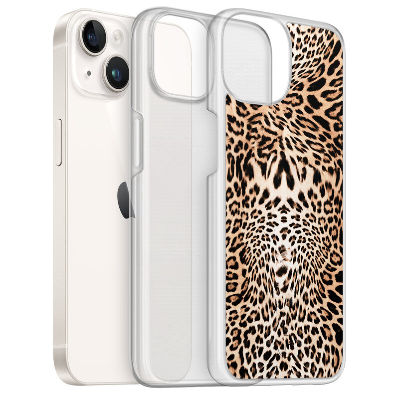 Leuke Telefoonhoesjes iPhone 14 hybride hoesje - Luipaardprint