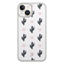 Leuke Telefoonhoesjes iPhone 14 hybride hoesje - Cactus love