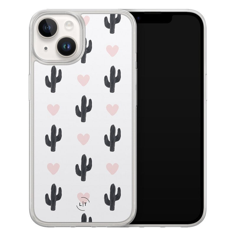Leuke Telefoonhoesjes iPhone 14 hybride hoesje - Cactus love