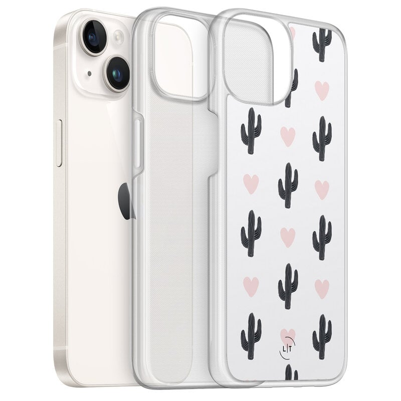 Leuke Telefoonhoesjes iPhone 14 hybride hoesje - Cactus love