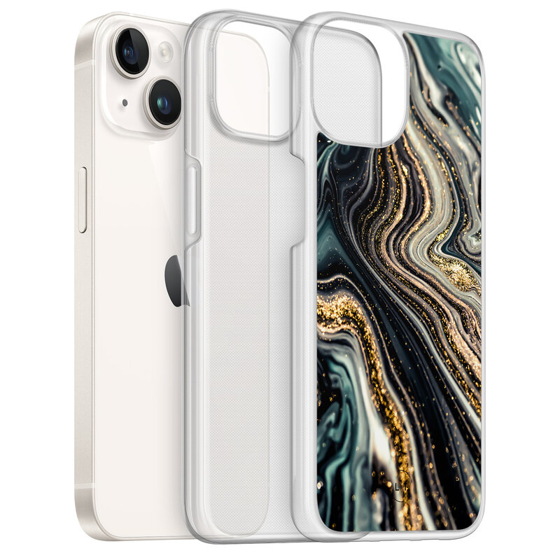 Leuke Telefoonhoesjes iPhone 14 hybride hoesje - Marmer swirl