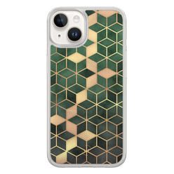 Leuke Telefoonhoesjes iPhone 14 hybride hoesje - Kubus groen