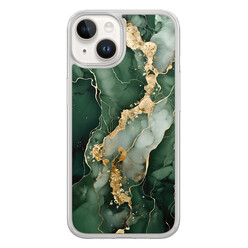 Leuke Telefoonhoesjes iPhone 14 hybride hoesje - Marmer groen goud