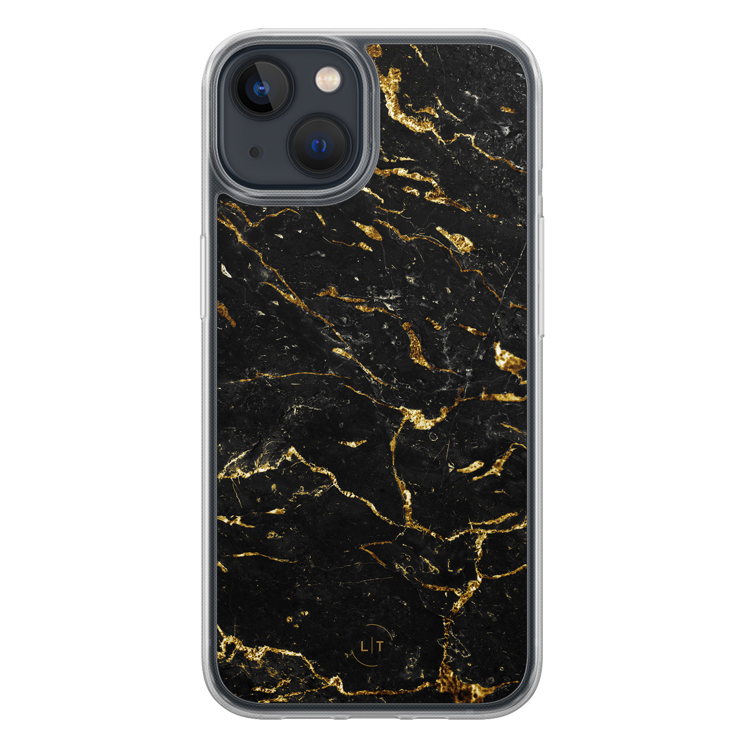 Leuke Telefoonhoesjes iPhone 13 hybride hoesje - Marmer zwart goud
