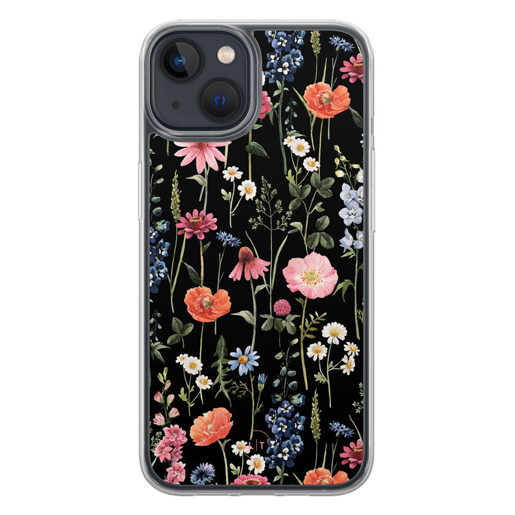 Leuke Telefoonhoesjes iPhone 13 hybride hoesje - Dark flowers