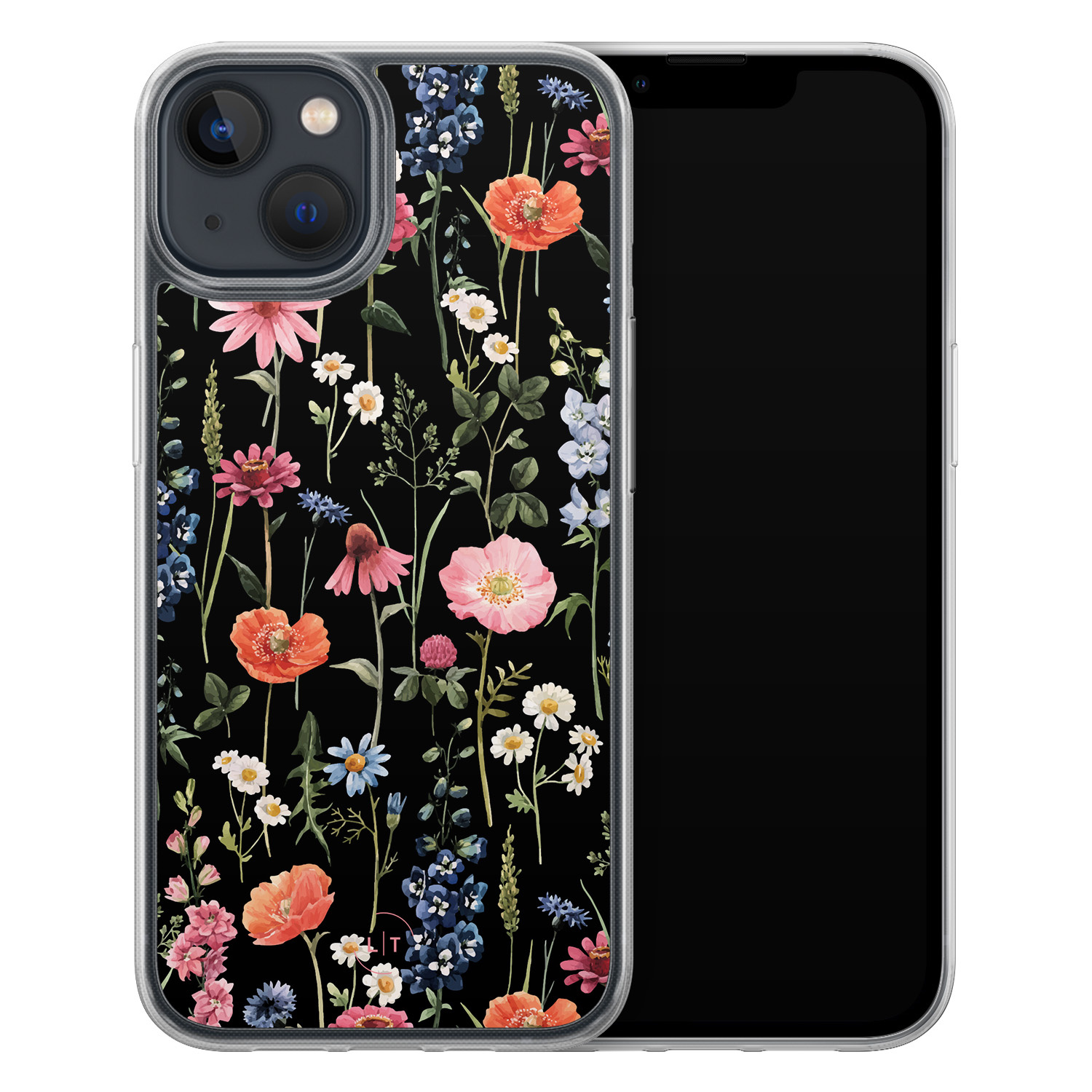 Leuke Telefoonhoesjes iPhone 13 hybride hoesje - Dark flowers