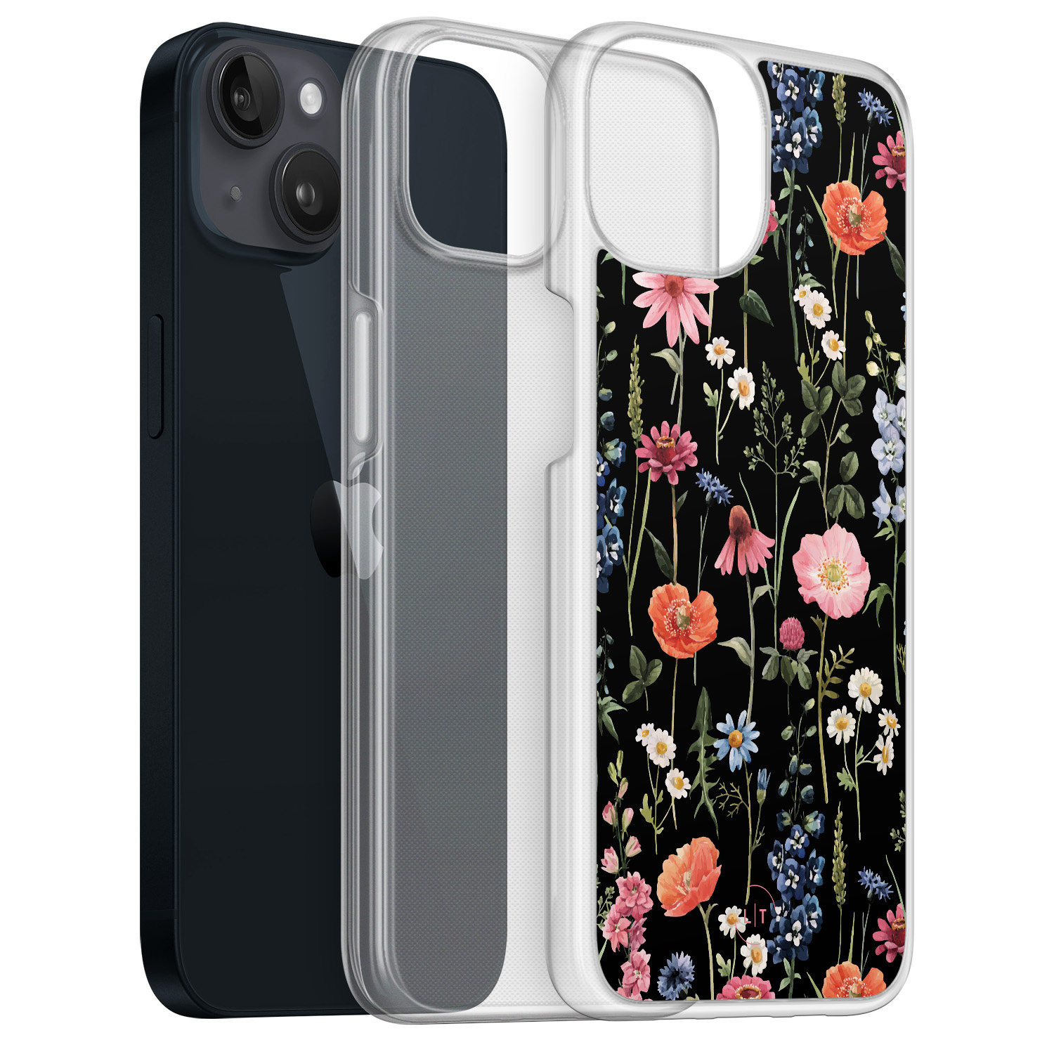 Leuke Telefoonhoesjes iPhone 13 hybride hoesje - Dark flowers