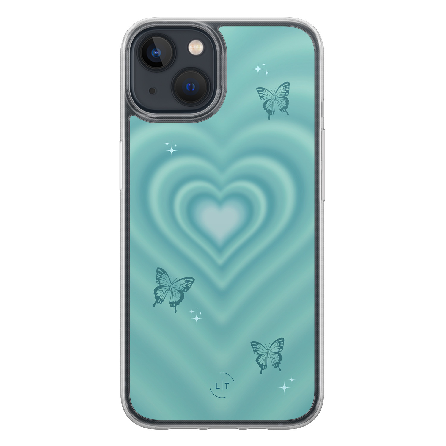 Leuke Telefoonhoesjes iPhone 13 hybride hoesje - Retro hart vlinder