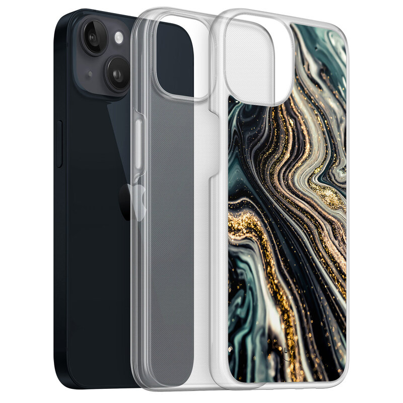 Leuke Telefoonhoesjes iPhone 13 hybride hoesje - Marmer swirl