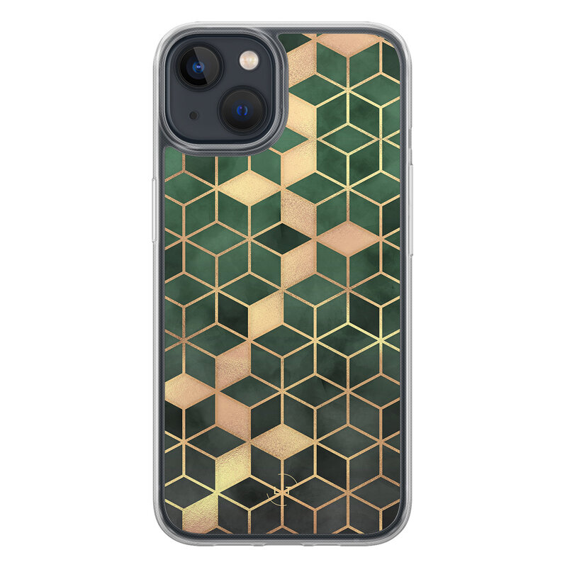 Leuke Telefoonhoesjes iPhone 13 hybride hoesje - Kubus groen
