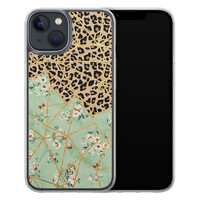 Leuke Telefoonhoesjes iPhone 13 hybride hoesje - Luipaard flower print