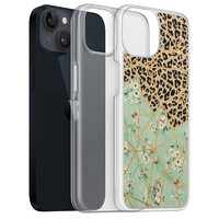 Leuke Telefoonhoesjes iPhone 13 hybride hoesje - Luipaard flower print