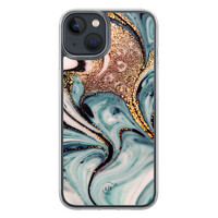 Leuke Telefoonhoesjes iPhone 13 hybride hoesje - Marmer blauw goud