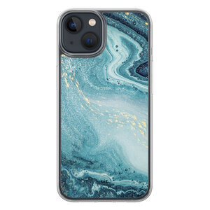 Leuke Telefoonhoesjes iPhone 13 hybride hoesje - Marmer blauw