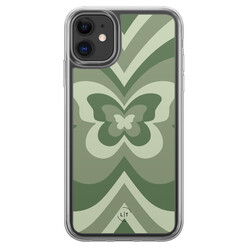 Leuke Telefoonhoesjes iPhone 11 hybride hoesje - Retro vlinder groen