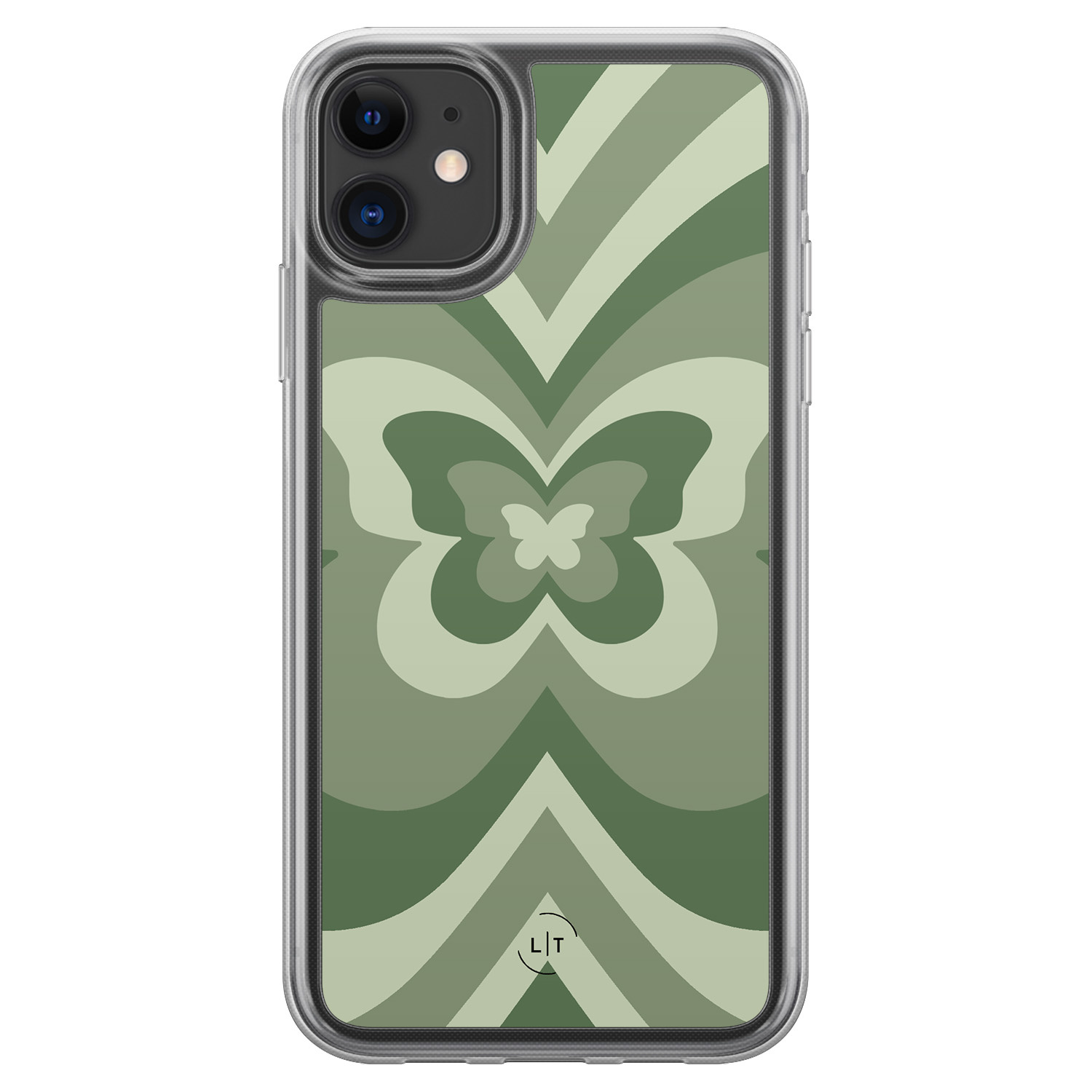 Leuke Telefoonhoesjes iPhone 11 hybride hoesje - Retro vlinder groen