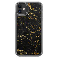 Leuke Telefoonhoesjes iPhone 11 hybride hoesje - Marmer zwart goud