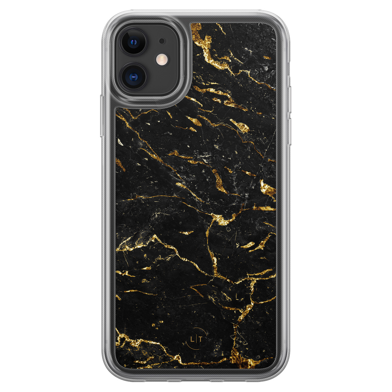 Leuke Telefoonhoesjes iPhone 11 hybride hoesje - Marmer zwart goud