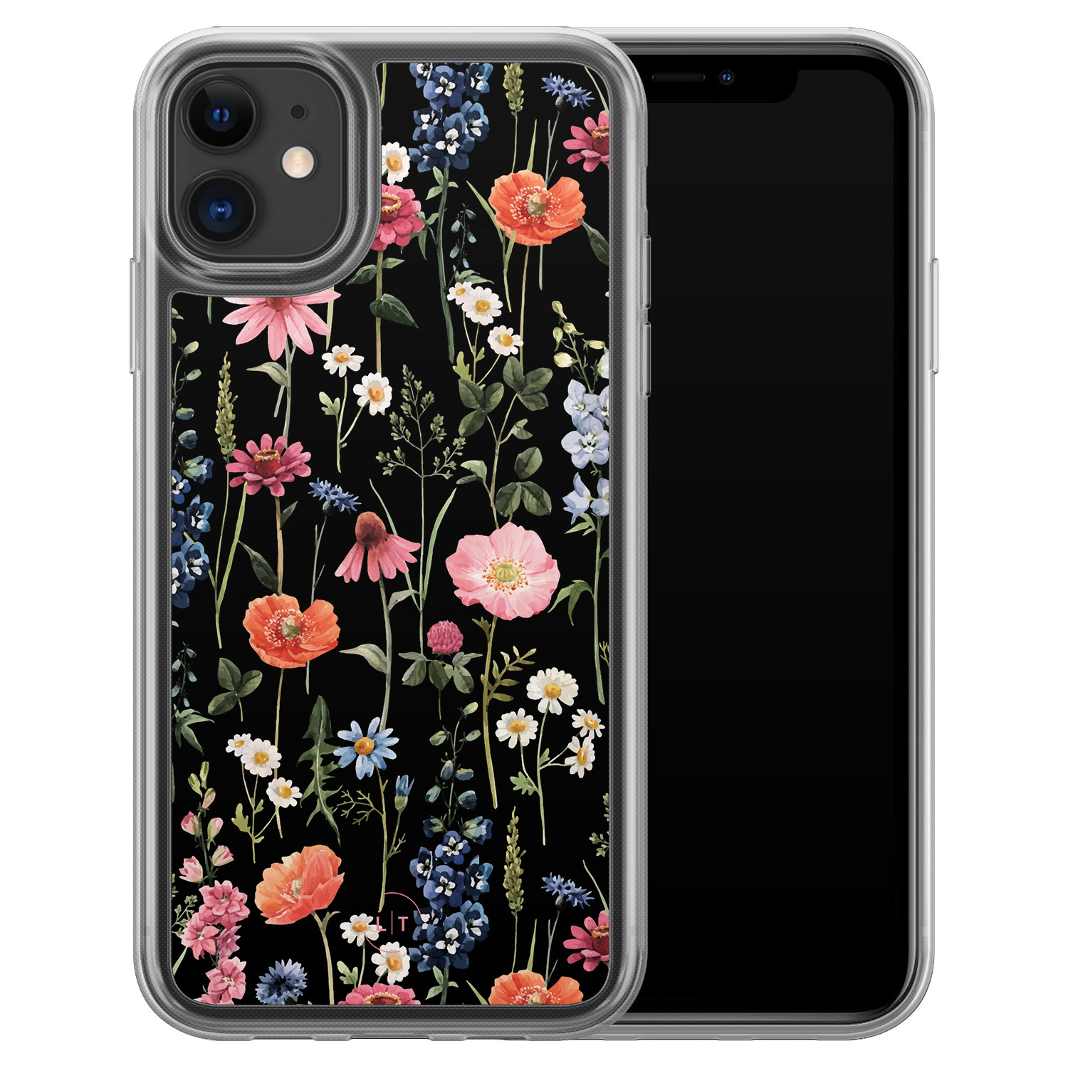 Leuke Telefoonhoesjes iPhone 11 hybride hoesje - Dark flowers