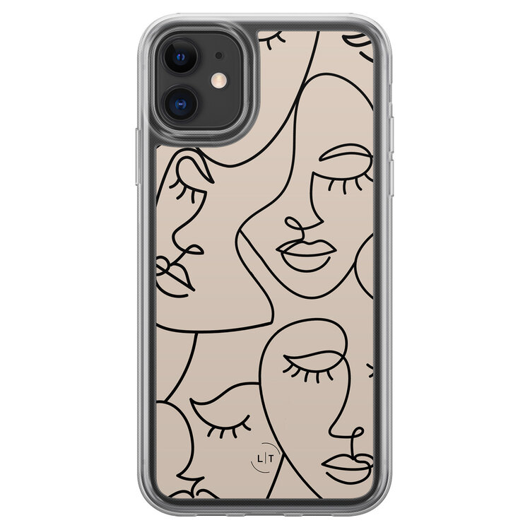 Leuke Telefoonhoesjes iPhone 11 hybride hoesje - Abstract faces