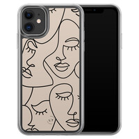 Leuke Telefoonhoesjes iPhone 11 hybride hoesje - Abstract faces