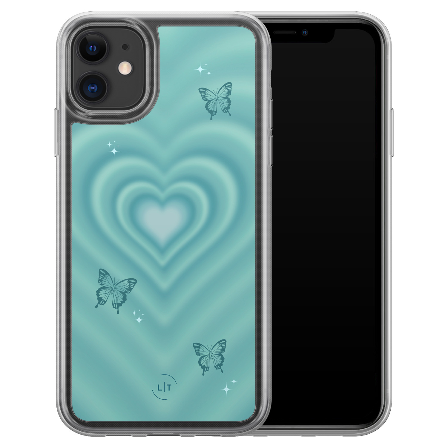 Leuke Telefoonhoesjes iPhone 11 hybride hoesje - Retro hart vlinder