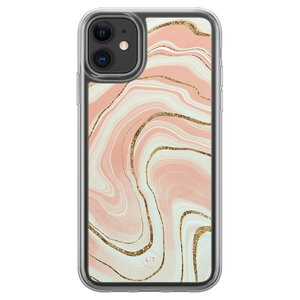 Leuke Telefoonhoesjes iPhone 11 hybride hoesje - Marmer peach