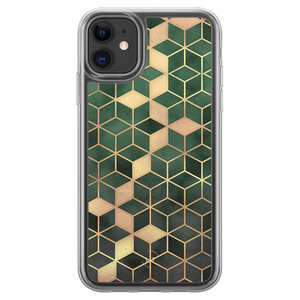 Leuke Telefoonhoesjes iPhone 11 hybride hoesje - Kubus groen