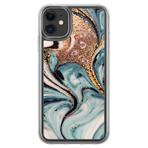 Leuke Telefoonhoesjes iPhone 11 hybride hoesje - Marmer blauw goud