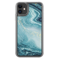 Leuke Telefoonhoesjes iPhone 11 hybride hoesje - Marmer blauw