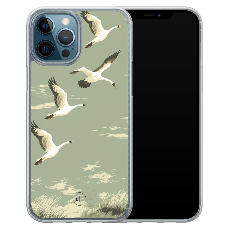 Leuke Telefoonhoesjes iPhone 12 (Pro) hybride hoesje - Vogels