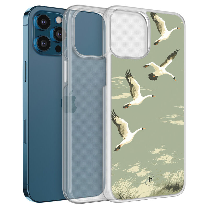 Leuke Telefoonhoesjes iPhone 12 (Pro) hybride hoesje - Vogels