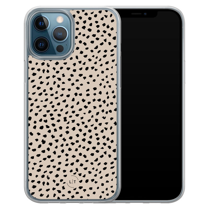 Leuke Telefoonhoesjes iPhone 12 (Pro) hybride hoesje - Almond dots