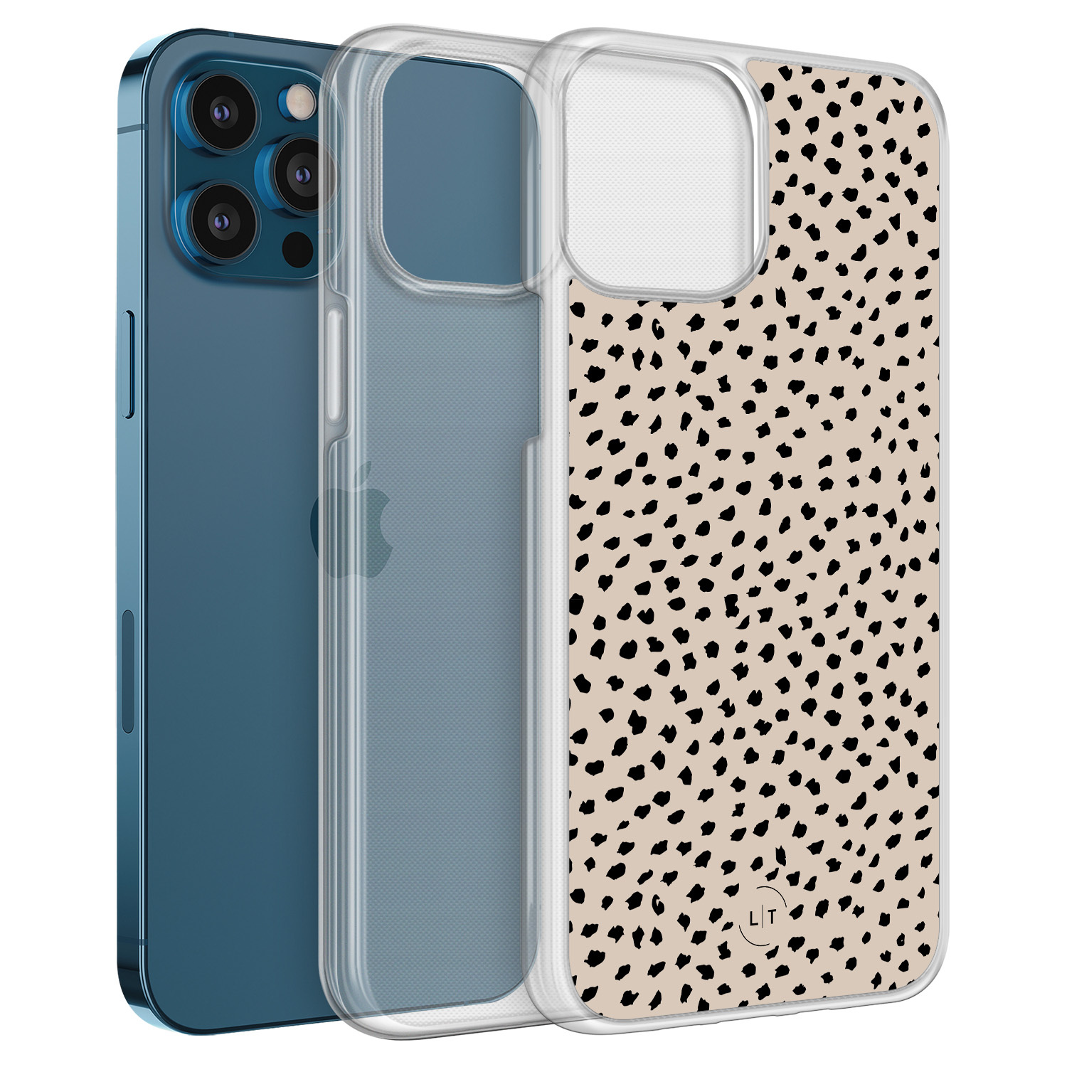 Leuke Telefoonhoesjes iPhone 12 (Pro) hybride hoesje - Almond dots