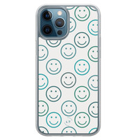 Leuke Telefoonhoesjes iPhone 12 (Pro) hybride hoesje - Happy smileys