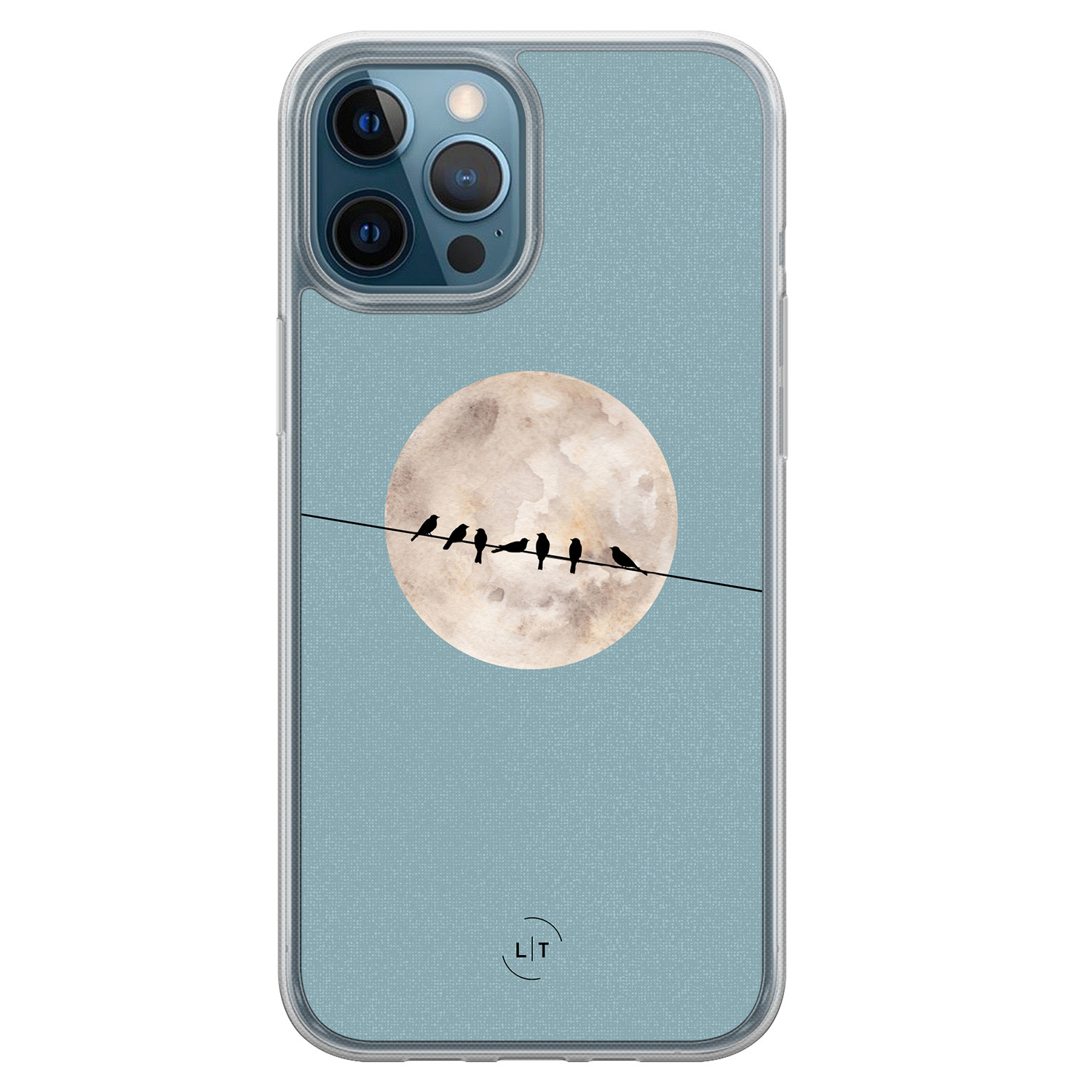 Leuke Telefoonhoesjes iPhone 12 (Pro) hybride hoesje - Moon birds