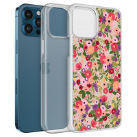 Leuke Telefoonhoesjes iPhone 12 (Pro) hybride hoesje - Floral garden