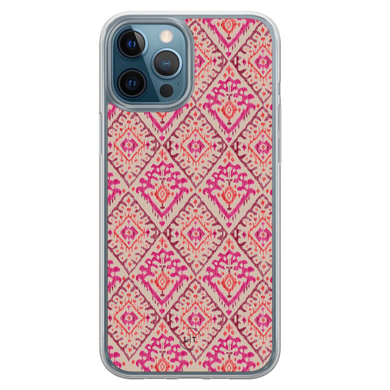 Leuke Telefoonhoesjes iPhone 12 (Pro) hybride hoesje - Ibiza art deco