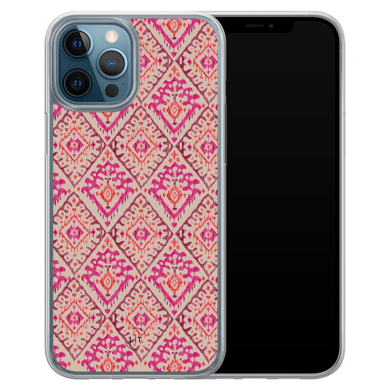 Leuke Telefoonhoesjes iPhone 12 (Pro) hybride hoesje - Ibiza art deco