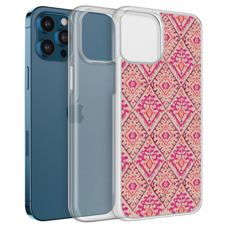Leuke Telefoonhoesjes iPhone 12 (Pro) hybride hoesje - Ibiza art deco