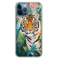 Leuke Telefoonhoesjes iPhone 12 (Pro) hybride hoesje - Tijger in de jungle