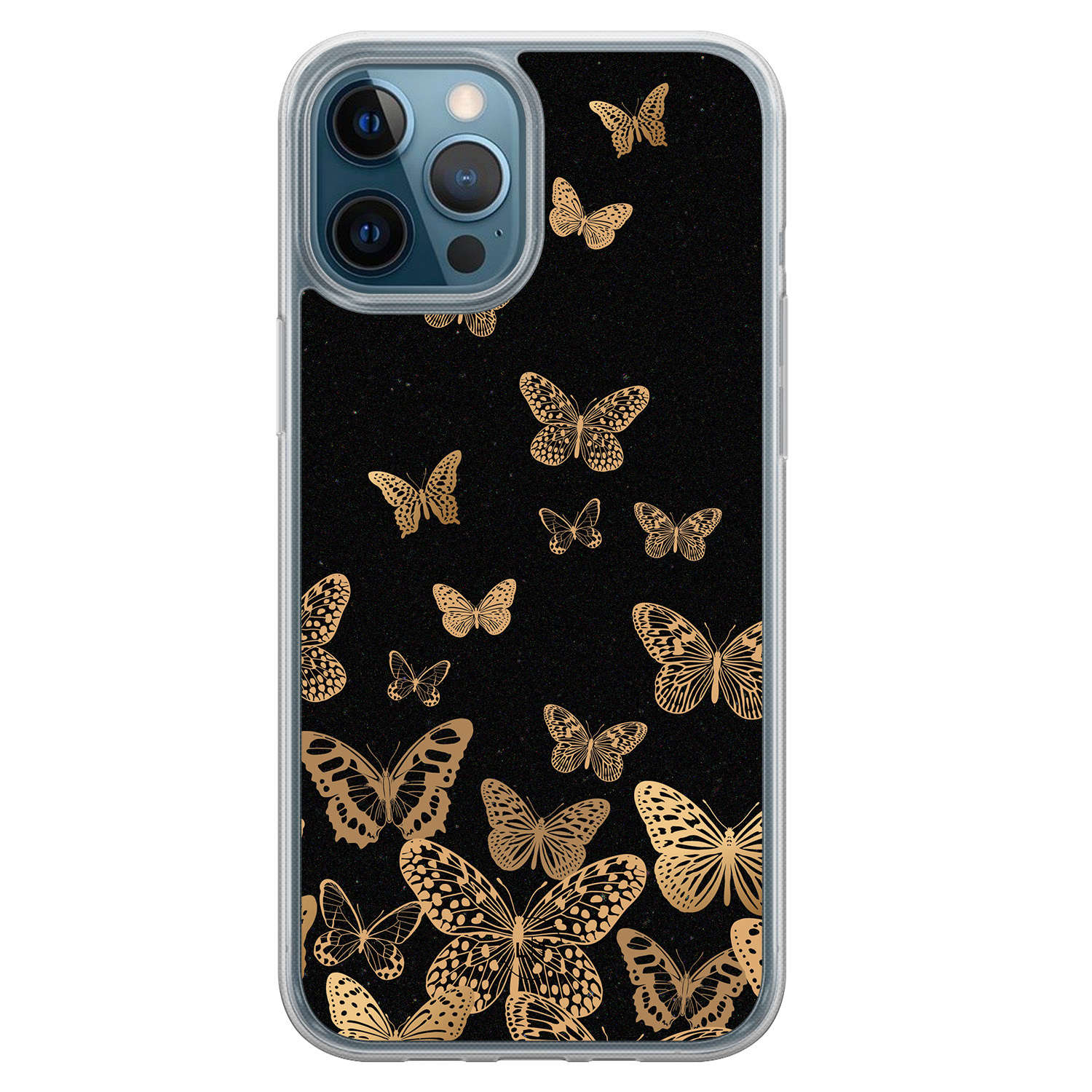 Leuke Telefoonhoesjes iPhone 12 (Pro) hybride hoesje - Vlinders