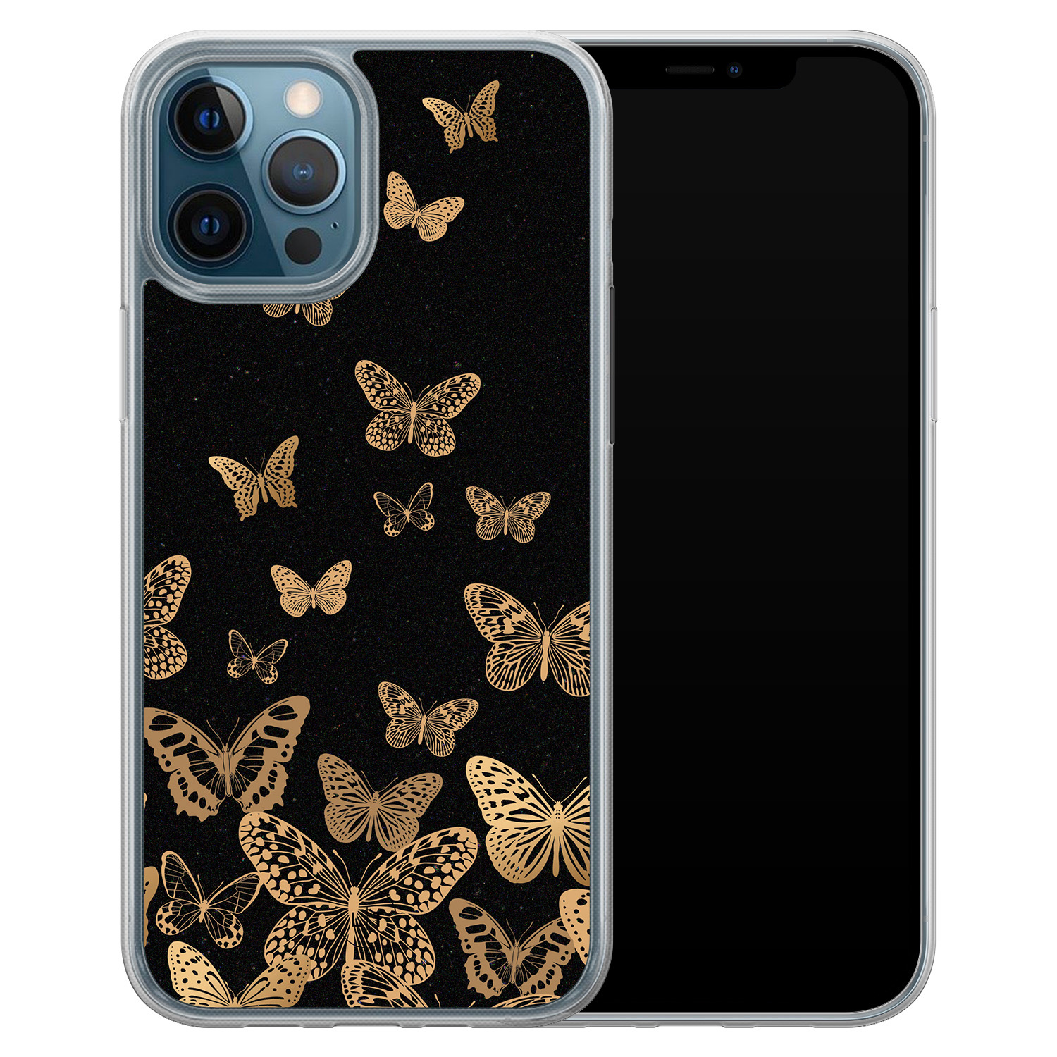 Leuke Telefoonhoesjes iPhone 12 (Pro) hybride hoesje - Vlinders