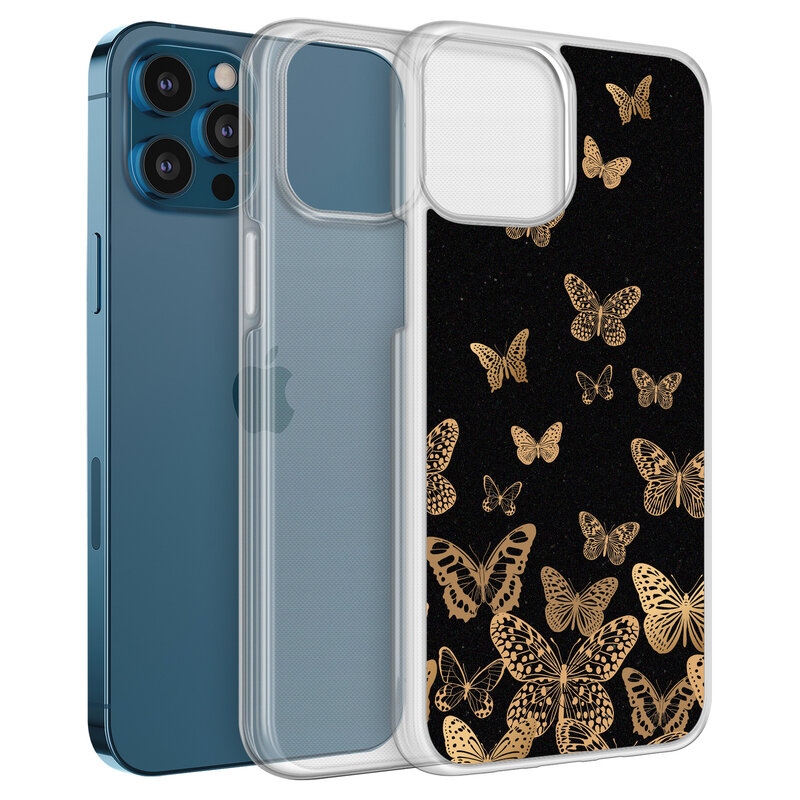 Leuke Telefoonhoesjes iPhone 12 (Pro) hybride hoesje - Vlinders