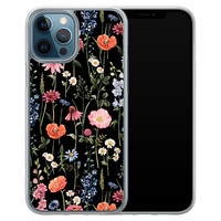 Leuke Telefoonhoesjes iPhone 12 (Pro) hybride hoesje - Dark flowers