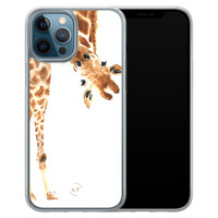 Leuke Telefoonhoesjes iPhone 12 (Pro) hybride hoesje - Giraffe