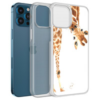 Leuke Telefoonhoesjes iPhone 12 (Pro) hybride hoesje - Giraffe